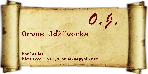Orvos Jávorka névjegykártya